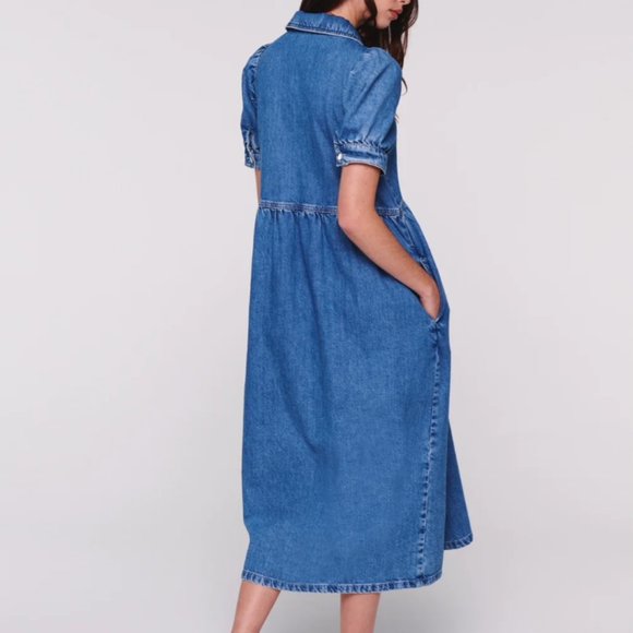 ALIGNE GABRIELLA SHORT SLEEVE DENIM MIDI DRESS - Picture 4 of 11
